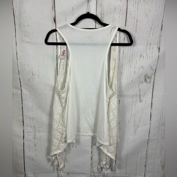 NWT Justice Boho Lace Vest Sleeveless Open Front Cardigan Tassels - Picture 2 of 12